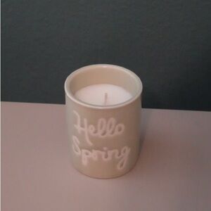 Hello Spring White Candle Holder